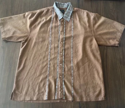 Stacy Adams Shirt Men's 3XL Brown Orange Retro Print Button Down Colorful - Image 1 of 4