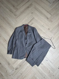 ISAIA Base "GREGORY" Summer Multicolor Beige/Brown 2 Pc Suit Wool Linen Size 54 - Picture 1 of 24