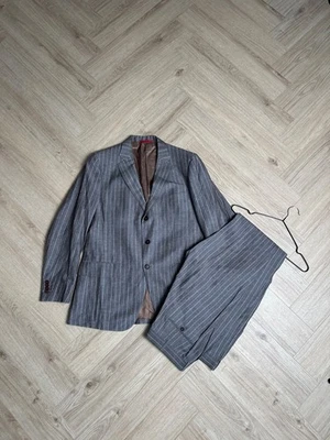 ISAIA Base "GREGORY" Summer Multicolor Beige/Brown 2 Pc Suit Wool Linen Size 54 - Image 1 of 4