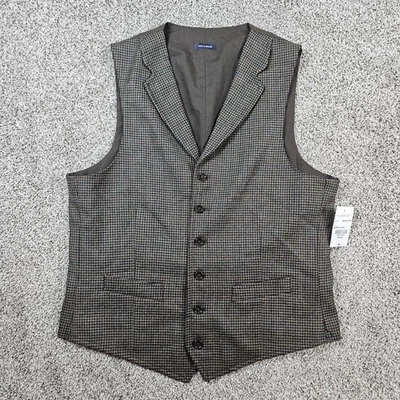 Chaleco Stafford Para Hombres Mediano Marrón Mezcla Lana Merino Pata de Gallo Cuadros Calce Clásico Foto 1 de 4