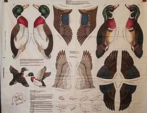 Fabric Panel by VIP Cranston WATER BIRD'S COLLECTION Wood Duck & Mallard 35x44" - Picture 1 of 18