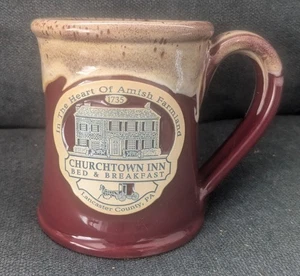 Deneen Pottery Mug Churchtown Inn B&B Lancaster PA Amish Red/Rust - Picture 1 of 10