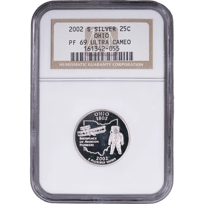 2002-S Silver Ohio State Quarter - Proof ~ NGC PF 69 ULTRA CAMEO - Image 1 of 2