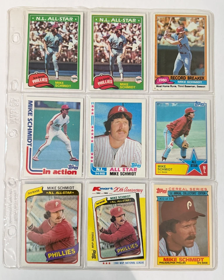20 世纪 80 年代 60 多张迈克·施密特卡片和纪念品 - 状况良好 — 第 1/4 张图片