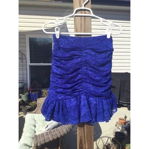 Bebe womens short skirt S stretch lace NEW clematis blue fairy summer carnival - Picture 1 of 12