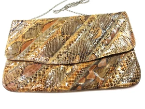 Vintage Bags by Varon Snakeskin Convertible Purse w/Metal Chain Strap - Picture 1 of 15
