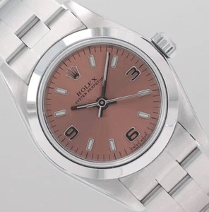 Rolex Ladies Oyster Perpetual Steel Salmon Dial Smooth Bezel Oyster Band 76080 - Picture 1 of 11