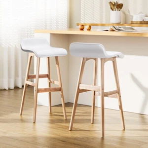 Artiss 2x Bar Stools Kitchen Dining Chairs Wooden Counter Stool White - Picture 1 of 8
