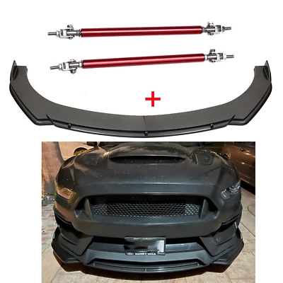 Carbon Fiber Front Bumper Lip Spoiler Splitter Strut Rods For Dodge Ram 1500 - Image 1 of 4