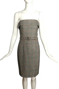 JEAN PAUL GAULTIER- Strapless Wool Plaid Mini Dress, Size 4 - Picture 1 of 6