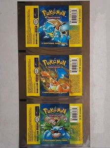 Base Set UNCUT Booster Pack WRAPPER (Charizard Blastoise Venusaur Trio) Pokemon - Afbeelding 1 van 2