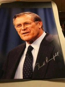 Donald Rumsfeld (†2021) były minister obrony USA Pochodzenie. znak. - Zdjęcie 1 z 1