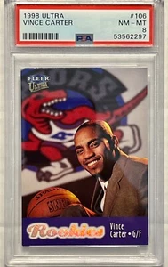 1998 Ultra Vince Carter #106 PSA 8 NM-MT RC Rookie New Slab Mint - Picture 1 of 2