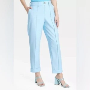 A New Day Women's Blue High Rise Slim Effortless Pintuck Ankle Pants, Size 14 - Picture 1 of 7