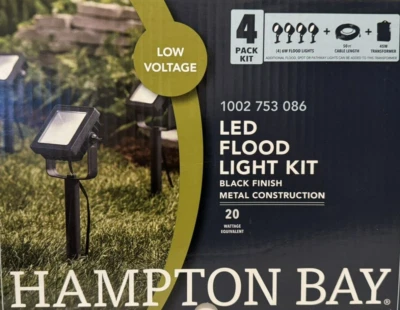 Hampton Bay 4-Light 20-Watt Low Voltage LED Flood Light Kit w/Cable/Transformer - Image 1 of 4