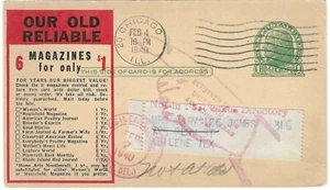 US Sc# UX 27 card with magazine advertising ,auxiliary markings & machine cancel - Picture 1 of 3