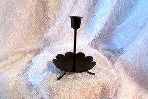 PARTYLITE taper holder, black metal 6" tall, bottom 4.75" diam (off E)) - Picture 1 of 3