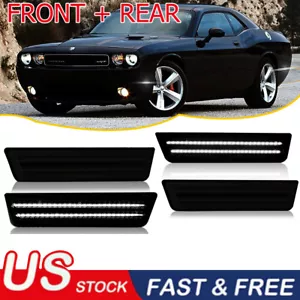 4x Lentes de humo Luz Marcadora Lateral LED para Dodge Challenger Frontal Trasera Blanca 08-14 - Imagen 1 de 12