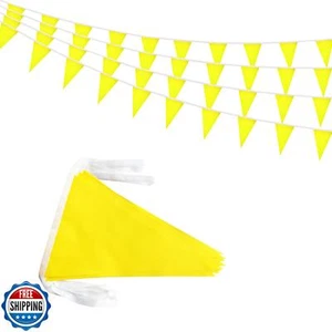 Rotenl 50 Feet 30 Pcs Solid Yellow Pennant Banner Flags String Hanging Triang - Picture 1 of 5