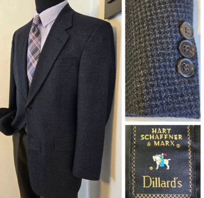 Hart Schaffner Marx 男式 40L HSM 粗花呢西装外套黑色灰色休闲西装外套 — 第 1/4 张图片