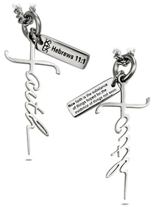 Women's Faith Cross Necklace-Hebrews 11:1 - Picture 1 of 7