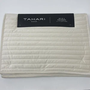 Tahari Home Cream/Off White Velvet Placemats Set of 4 13"X19" - Picture 1 of 7