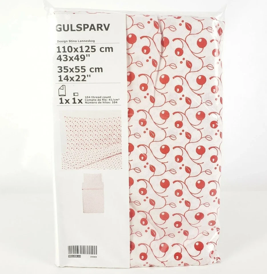 IKEA Gulsparv Crib Duvet Cover/Pillowcase Lingonberry Patterned 004.430.12 Kids - Image 1 of 3