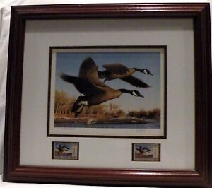 Robert Steiner 1990 Colorado Waterfowl Print Signed #3426 of 14500 and 2 Stamps