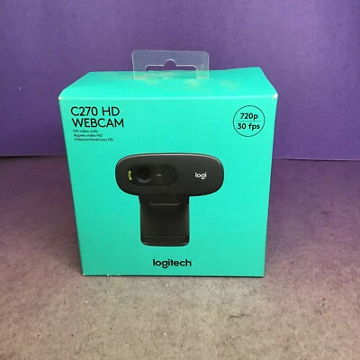 SEALED & NEW - LOGITECH C270 HD Webcam 720p - Black - Built in Noise Reduction  - Image 1 of 4