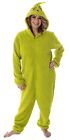 Women's The Grinch Union Suit Pajamas One Piece Costume Fleece Hooded X-SMALL