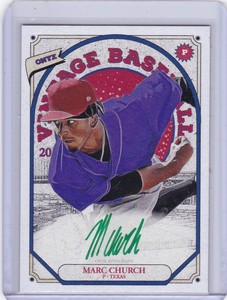 MARC CHURCH 2023 ONYX VINTAGE BASEBALL GREEN INK AUTO /50