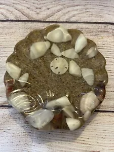 VTG Scallop Sea Shell Lucite Soap Dish Acrylic Beach Sand Dollar Sand 4.5x5” - Picture 1 of 9
