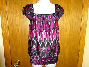 NEW WOMEN'S VANITY BLACK PURPLE SHIRT SIZE SMALL - Picture 1 of 6