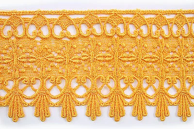 Nuevo 4.75" Oro Rosa Verde Gris Rojo Azul Negro Floral Venecia Encaje Ribete Por Yarda Foto 1 de 2