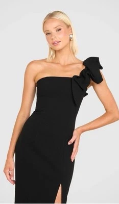 Pilgrim Ilaria One Shoulder Midi Dress in Black Current Stock Nwt  RRP 199 Sz 6 - image 1 of 4