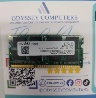 Mushkin Apple Enhanced 16GB PC3L-12800 SODimm Memory for Apple 977038A - Image 1 of 2