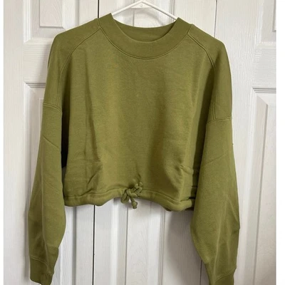 Sudadera Rebecca Taylor Nueva Con Etiquetas Verde Oliva Cordón-Dobladillo Recortada Algodón Pima Lg Foto 1 de 4