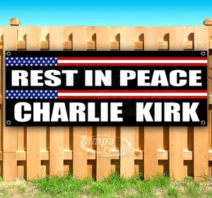 REST IN PEACE CHARLIE KIRK Publicidad Vinilo Bandera Letrero Muchos Tamaños MAGA - Imagen 1 de 5