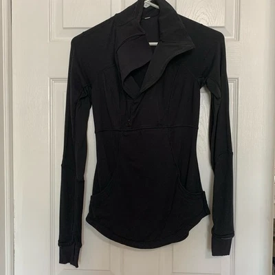 Chaqueta de Correr Lululemon Negra Base Runner Media Cremallera Talla 2 Foto 1 de 4