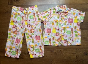 The Cats Pajamas 100% Cotton Pajama Set Womens Large Shopping / City Print USA - Picture 1 of 14
