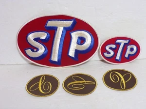 Vintage Unused 8" & 4" STP Embroidered Jacket Patches Plus 3 More Unknown - Picture 1 of 3