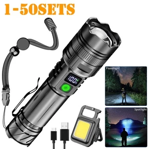 Super Bright LED Flashlight Rechargeable Tactical Zoom 30W Flashlights Torch Lot - Picture 1 of 33