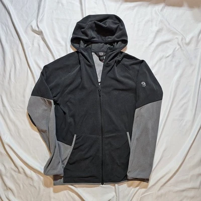 Chaqueta polar con capucha y cremallera completa Mountain Hardwear, mediana negra y gris para hombre Foto 1 de 4
