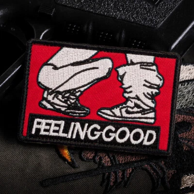 Feeling Good Hook Loop Patch Embroidered Sew On Badge Fabric DIY Craft Sticker - Image 1 of 3