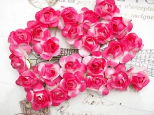 SOMBRAS DE TÉ ROSAS - FUCSIA 24 PAPEL 2 cm de ancho - tallos de alambre 6-7 cm MH ConARf - Imagen 1 de 3