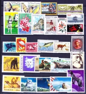 Lot of 27 MNH stamps, Birds, Animals, Space, Flowers, Shells - Picture 1 of 1