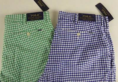 Pantalones Cortos Polo Ralph Lauren Elastizados Calce Clásico Guinga Cuadros Mezcla de Algodón Nuevos con Etiquetas $79 Foto 1 de 3