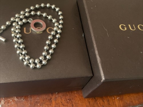 Autentica In Scatola Gucci Vintage Argento Sterling Boule T Bar Toggle Collana