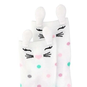 Cute Easter Bunny RABBIT w/EARS Polka Dots Casual Crew SOCKS Novelty Party Dress - Picture 1 of 3