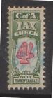 (F96-7) 1940 Australia 4/- red &green tax check stamp (tone spot) (G) 